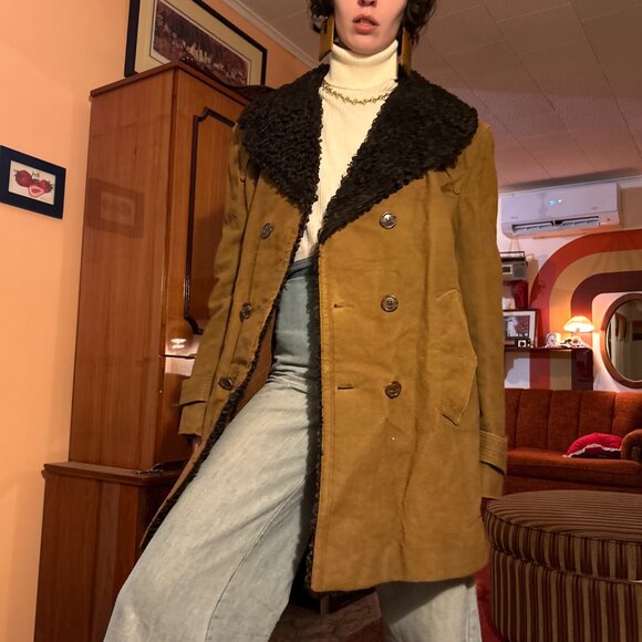 1970s Made in Israel cotton rayon French Tissavel imitation fur double breasted - Picture 11 of 16